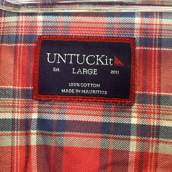 UNTUCKit Shirt Mens Large Ojai Red Plaid Cotton Button Up Long Sleeve - Picture 2 of 4